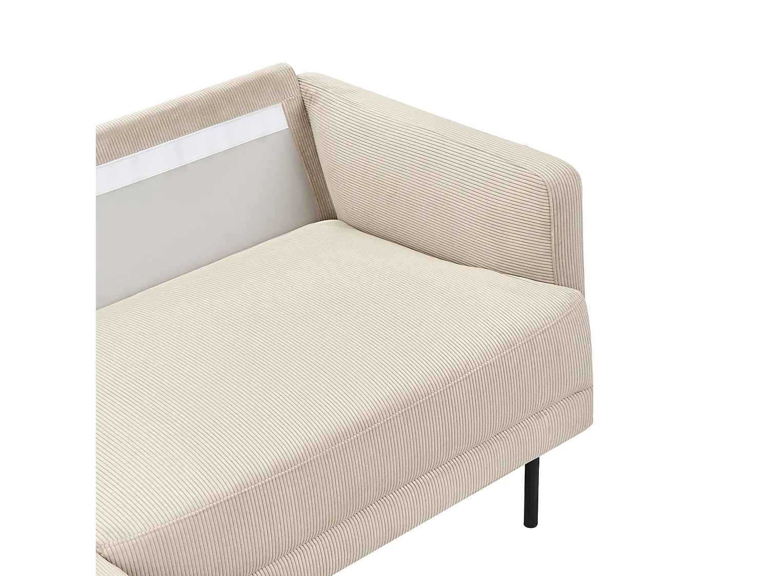 Canapé d'angle 2 places BREDA Velours côtelé Beige Côté droit