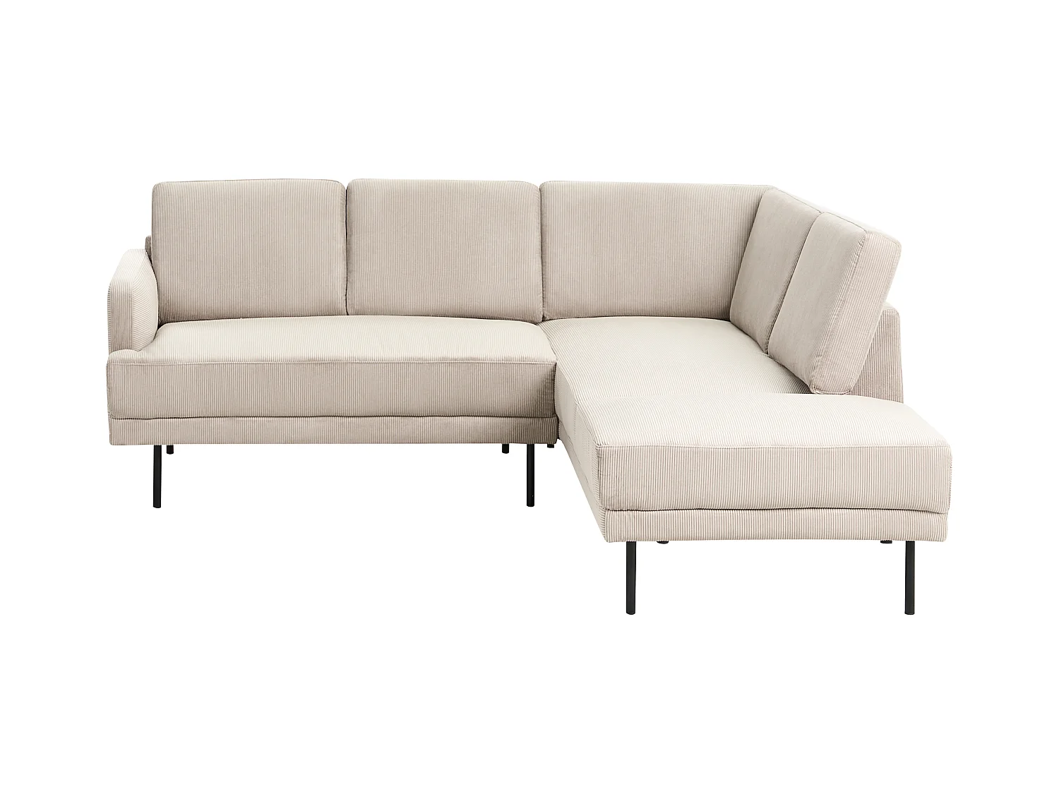 Canapé d'Angle Moderne Côté droite 4 Places Pieds en Métal Dossier Rembourré en Velours Côtelé Beige Breda