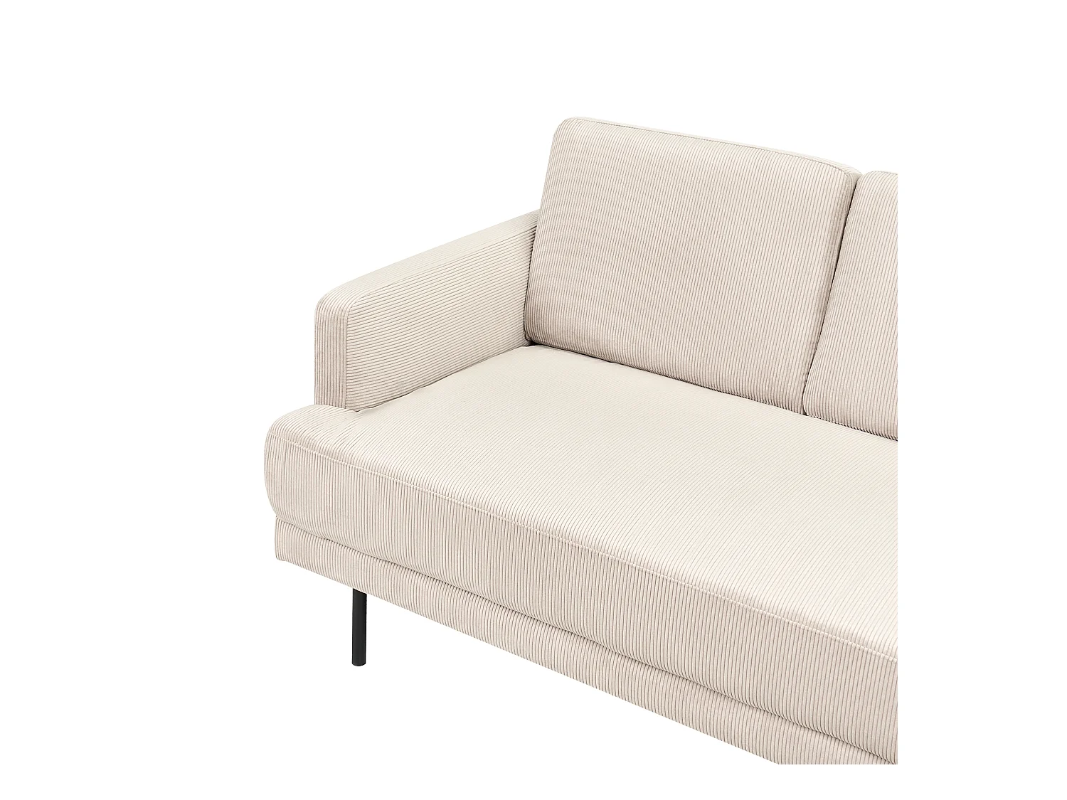 Canapé d'Angle Moderne Côté droite 4 Places Pieds en Métal Dossier Rembourré en Velours Côtelé Beige Breda