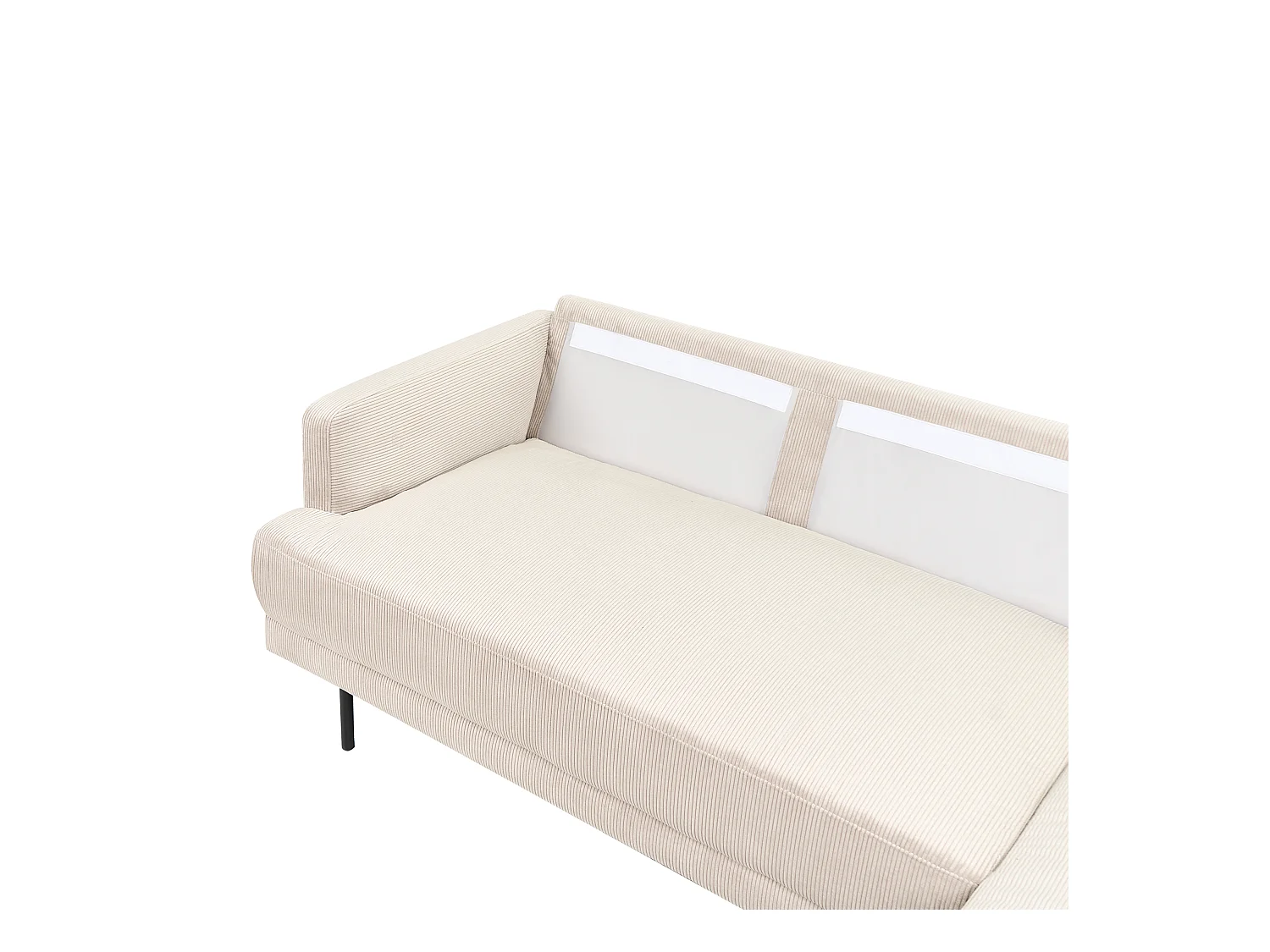 Canapé d'Angle Moderne Côté droite 4 Places Pieds en Métal Dossier Rembourré en Velours Côtelé Beige Breda