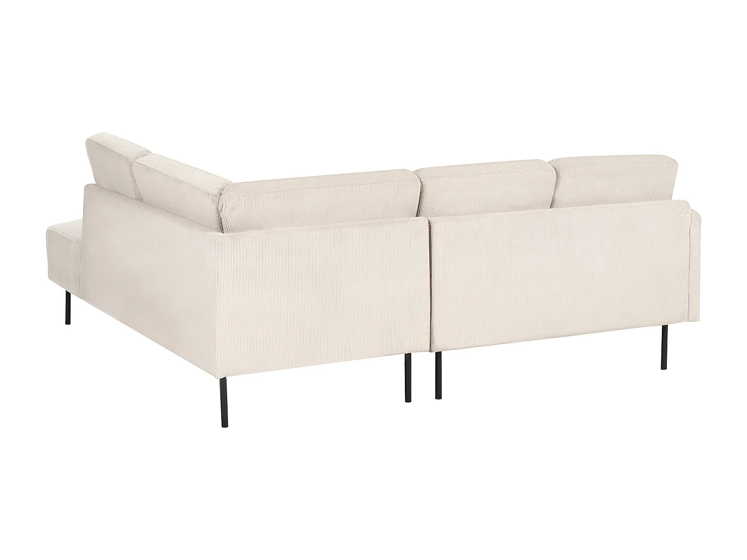 Canapé d'Angle Moderne Côté droite 4 Places Pieds en Métal Dossier Rembourré en Velours Côtelé Beige Breda