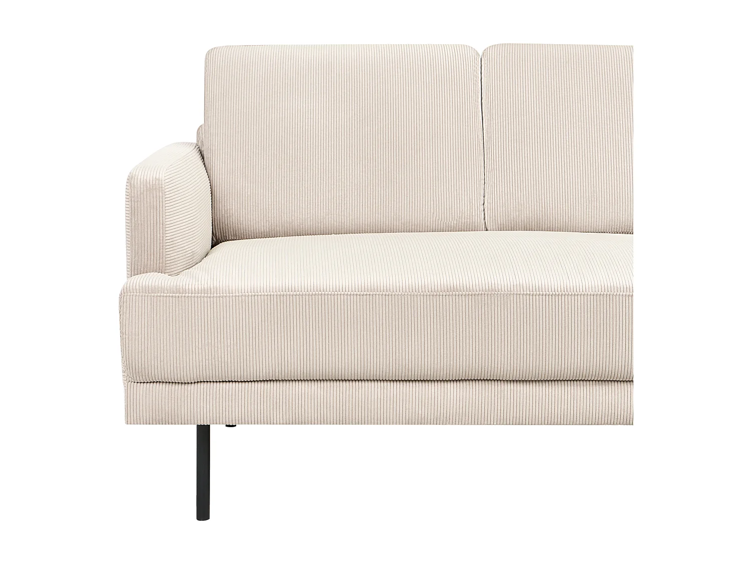 Canapé d'Angle Moderne Côté droite 4 Places Pieds en Métal Dossier Rembourré en Velours Côtelé Beige Breda