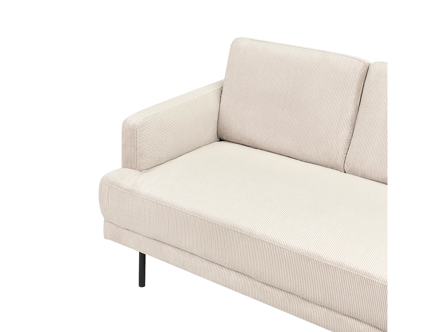 Canapé d'Angle Moderne Côté droite 4 Places Pieds en Métal Dossier Rembourré en Velours Côtelé Beige Breda