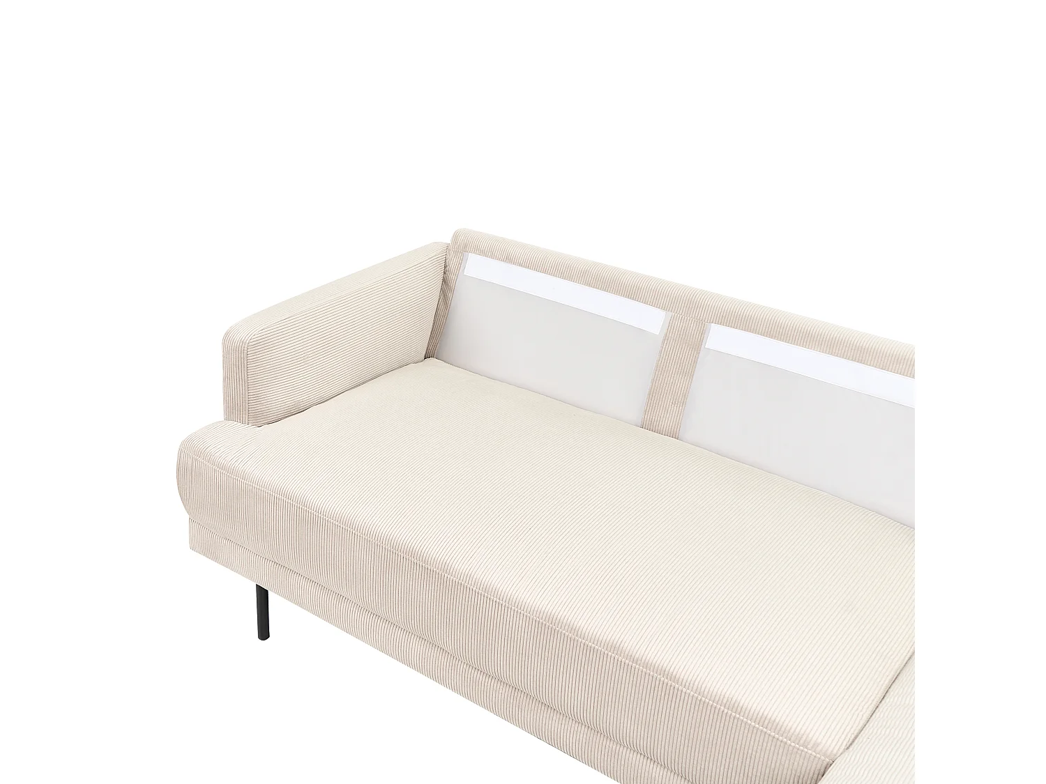 Canapé d'Angle Moderne Côté droite 4 Places Pieds en Métal Dossier Rembourré en Velours Côtelé Beige Breda