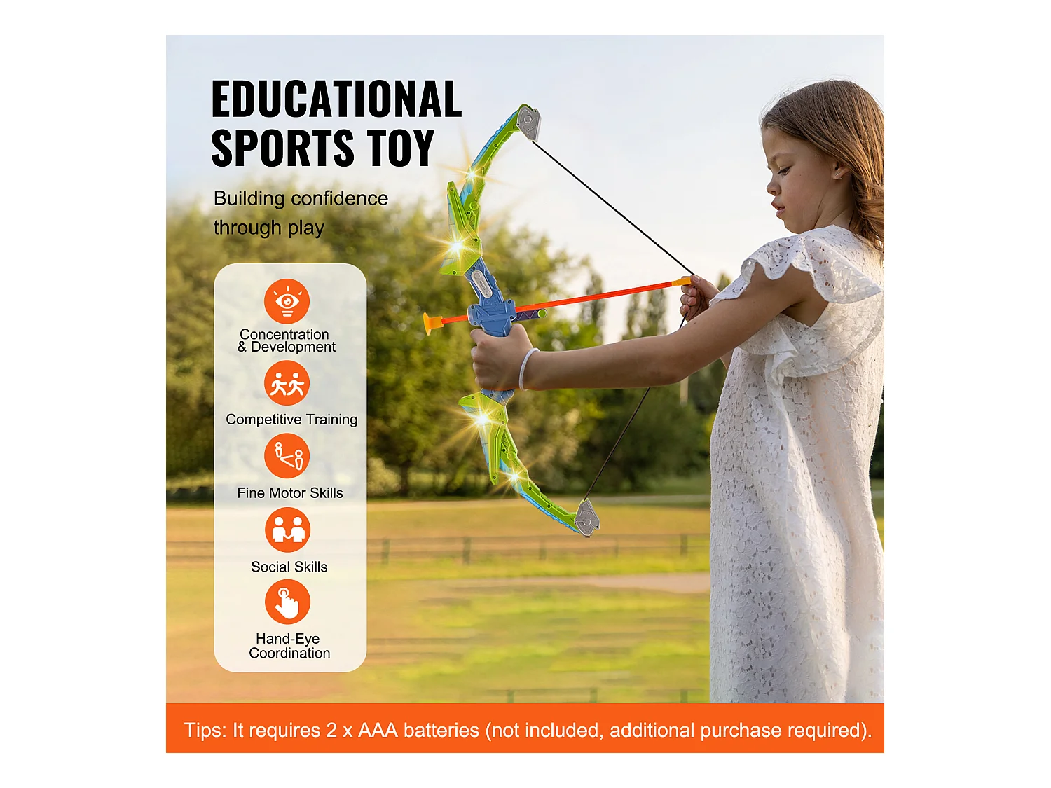 Ensemble d'Arc et de Flèches pour Enfants SucceBuy, Lot de 2, Ensemble de Tir à l'Arc Lumineux à LED avec 20 Flèches à Ventouse