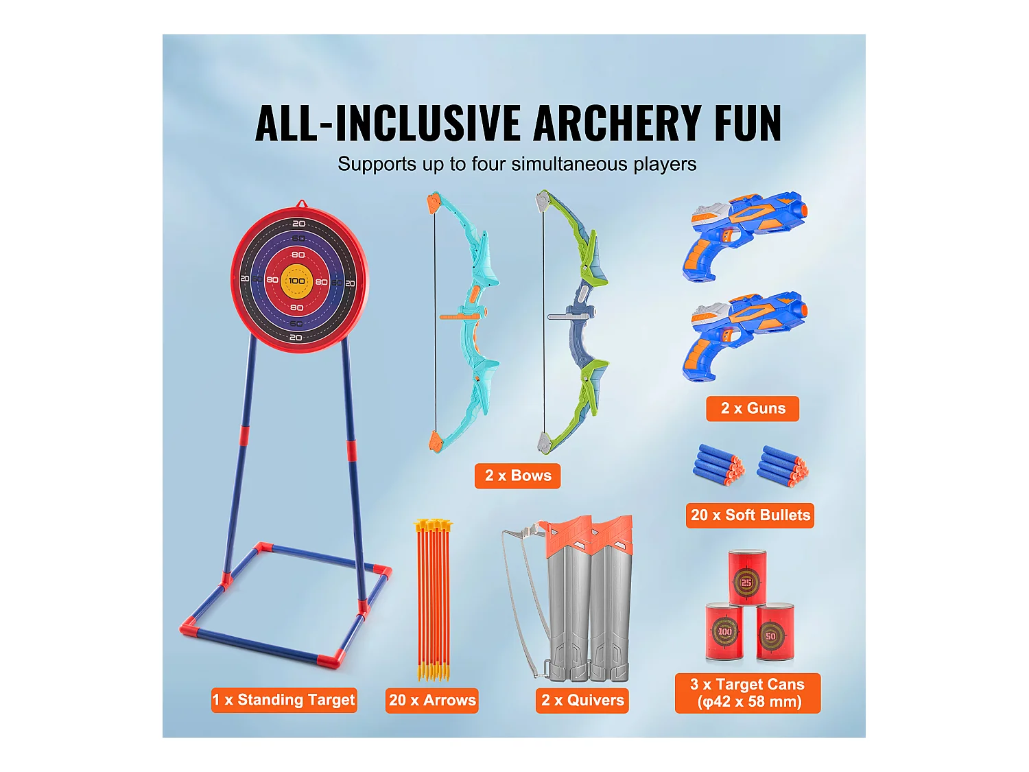 Ensemble d'Arc et de Flèches pour Enfants SucceBuy, Lot de 2, Ensemble de Tir à l'Arc Lumineux à LED avec 20 Flèches à Ventouse