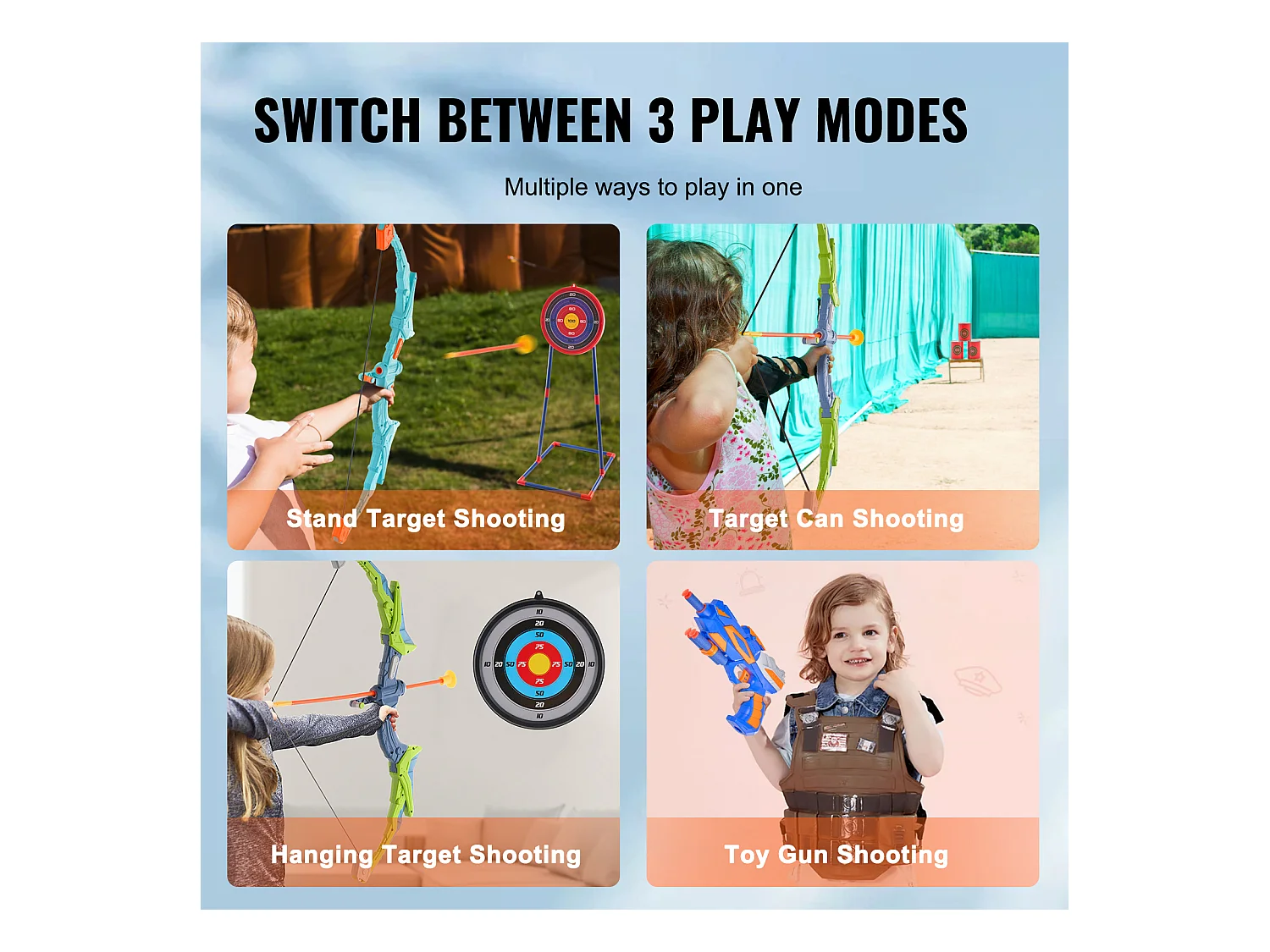 Ensemble d'Arc et de Flèches pour Enfants SucceBuy, Lot de 2, Ensemble de Tir à l'Arc Lumineux à LED avec 20 Flèches à Ventouse