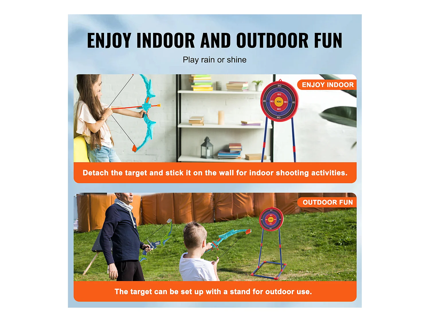 Ensemble d'Arc et de Flèches pour Enfants SucceBuy, Lot de 2, Ensemble de Tir à l'Arc Lumineux à LED avec 20 Flèches à Ventouse