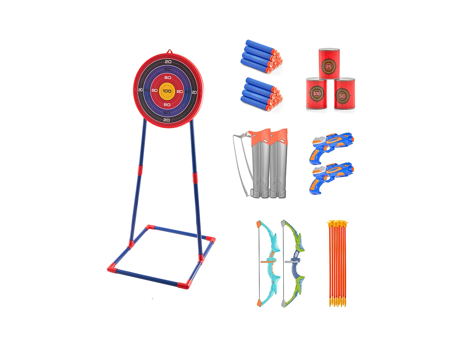 Ensemble d'Arc et de Flèches pour Enfants SucceBuy, Lot de 2, Ensemble de Tir à l'Arc Lumineux à LED avec 20 Flèches à Ventouse