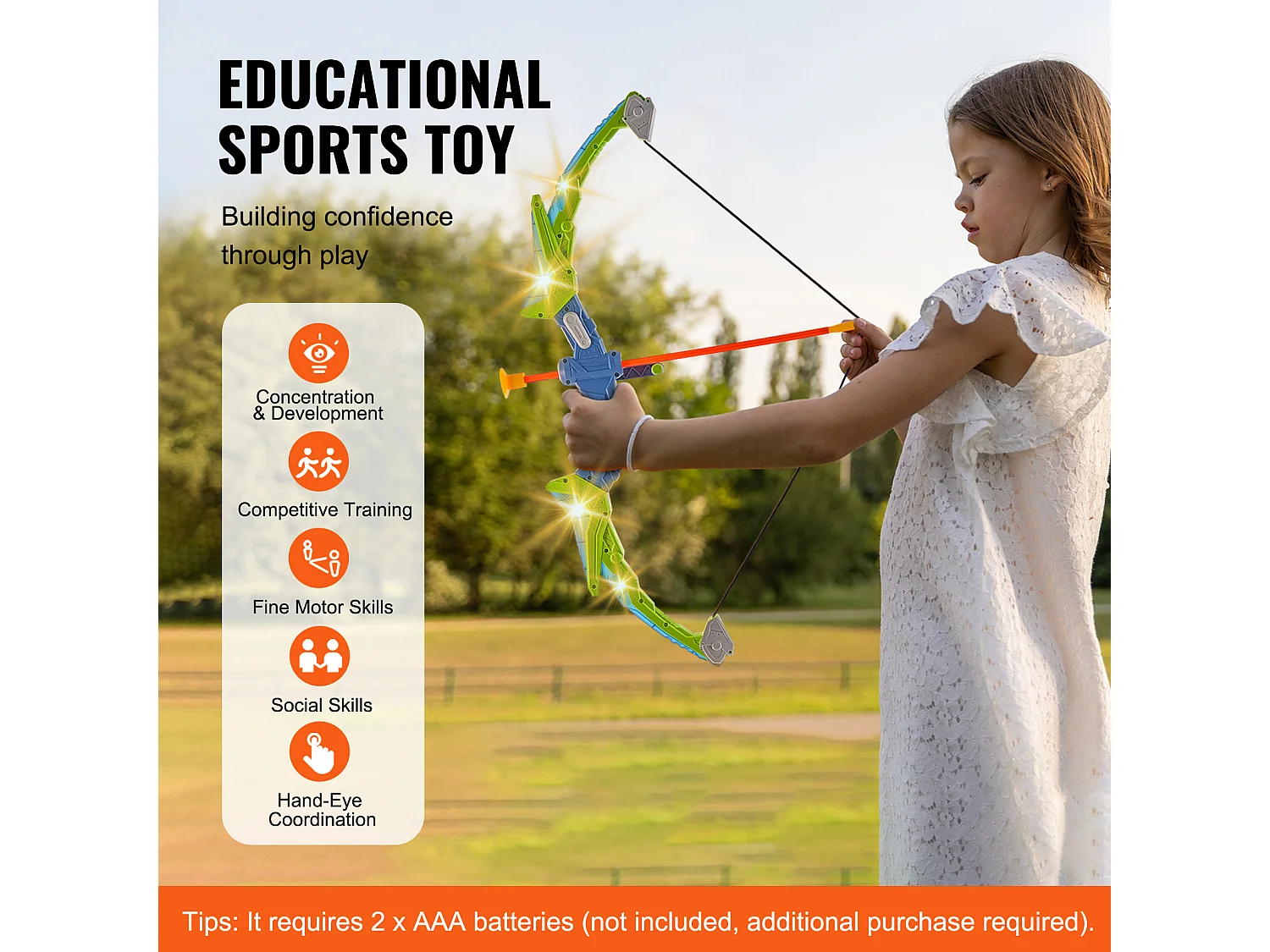 Ensemble d'Arc et de Flèches pour Enfants SucceBuy, Lot de 2, Ensemble de Tir à l'Arc Lumineux à LED avec 20 Flèches à Ventouse