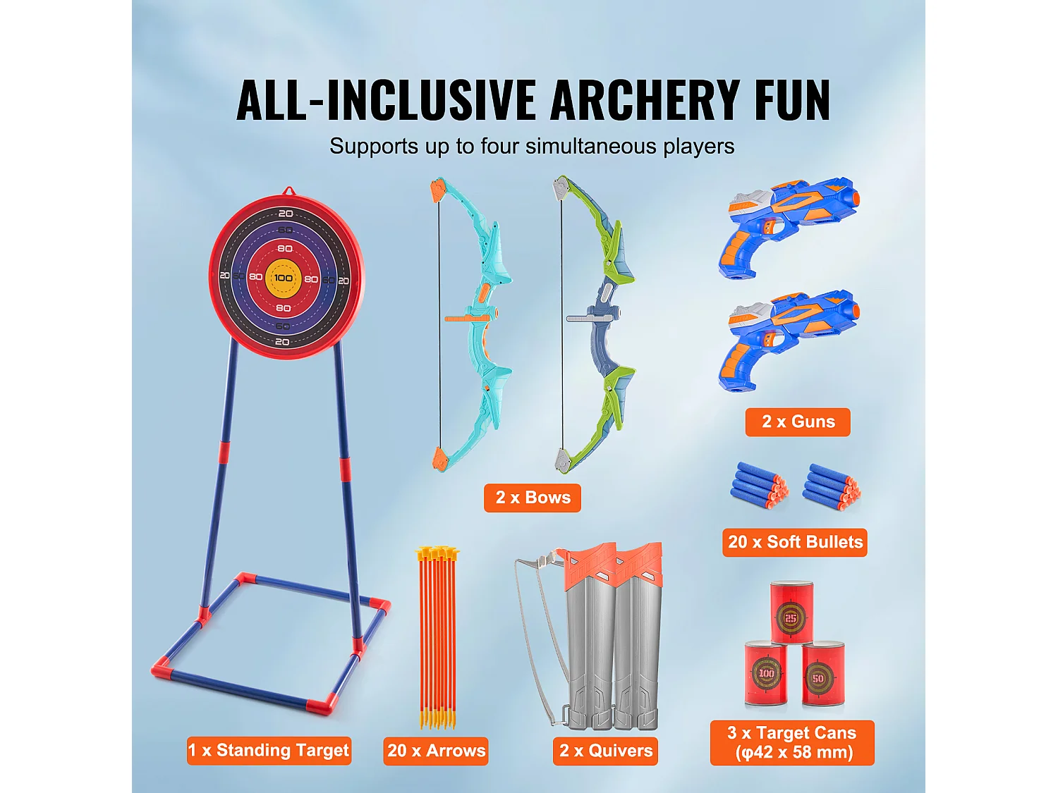 Ensemble d'Arc et de Flèches pour Enfants SucceBuy, Lot de 2, Ensemble de Tir à l'Arc Lumineux à LED avec 20 Flèches à Ventouse