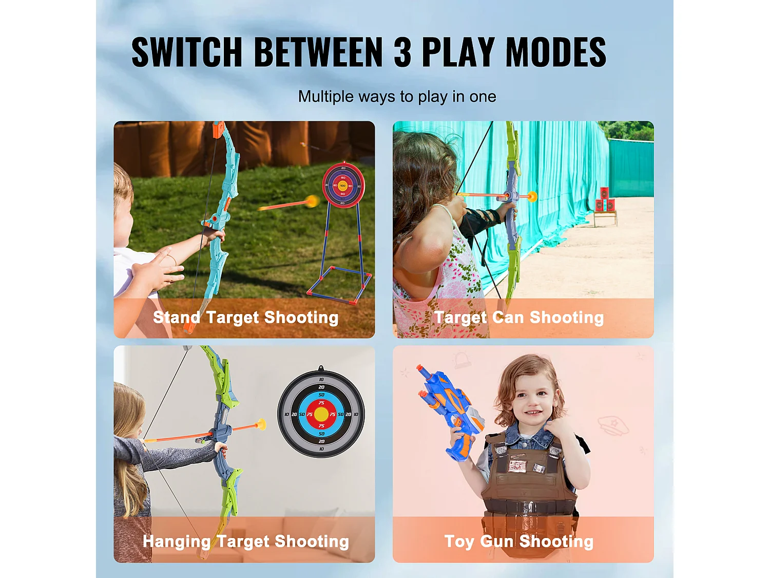 Ensemble d'Arc et de Flèches pour Enfants SucceBuy, Lot de 2, Ensemble de Tir à l'Arc Lumineux à LED avec 20 Flèches à Ventouse