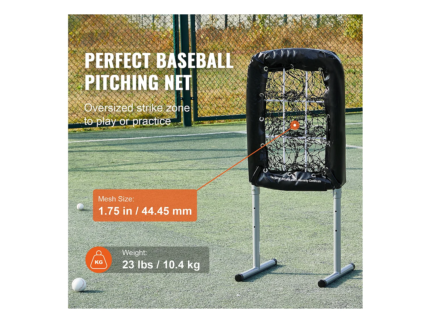 Filet d'Entraînement de Baseball SucceBuy 50,8 x 74 cm, 9 Troux, Hauteur Réglable sur 3 Niveaux