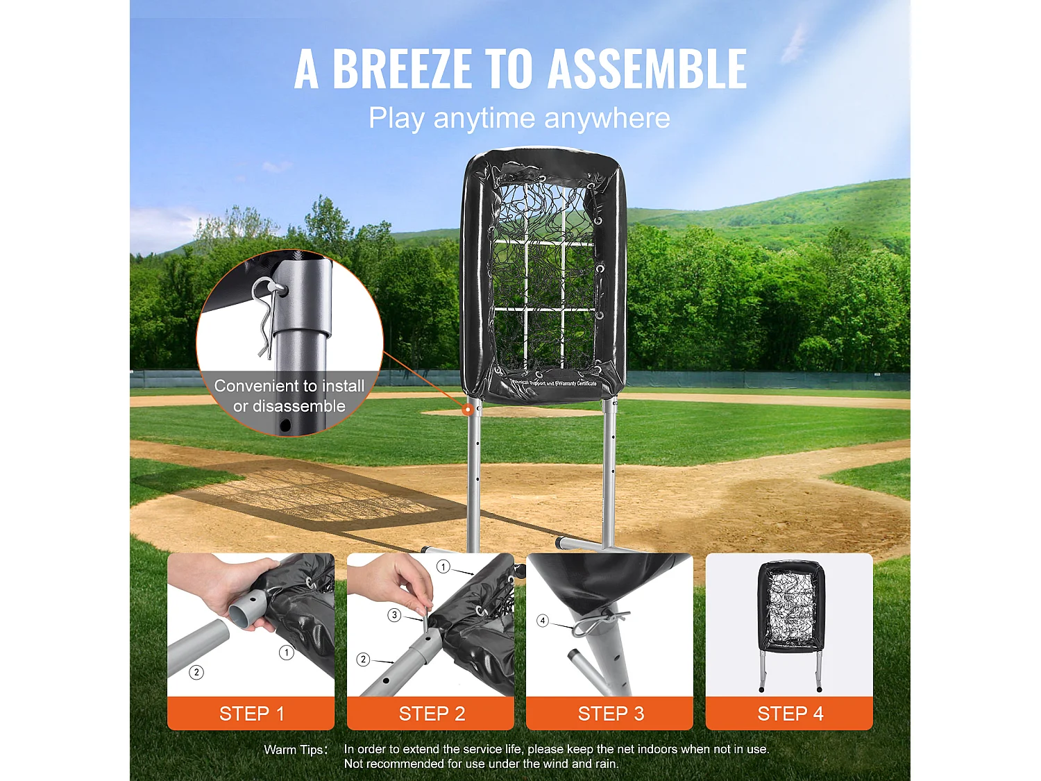 Filet d'Entraînement de Baseball SucceBuy 50,8 x 74 cm, 9 Troux, Hauteur Réglable sur 3 Niveaux