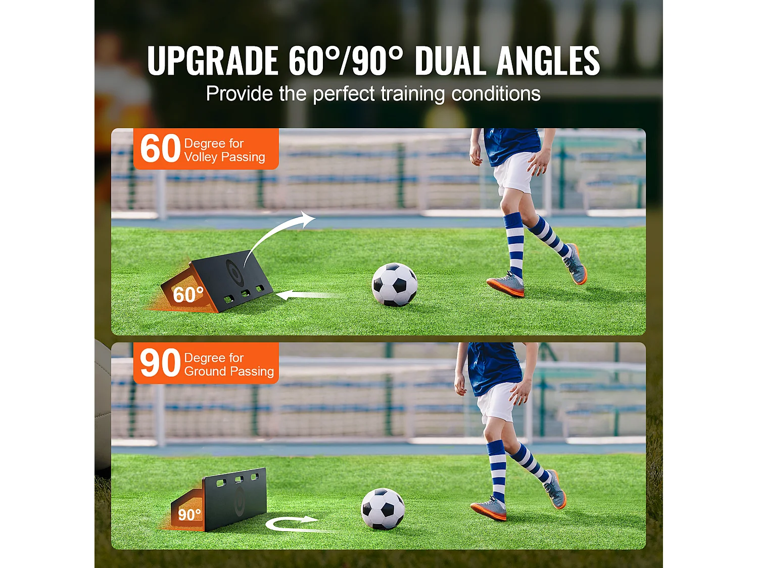 Voetbal Rebound Net SucceBuy Voetbal Rebounder 101,5 x 30 cm Draagbare Voetbalmuur met 2 Reboundhoeken