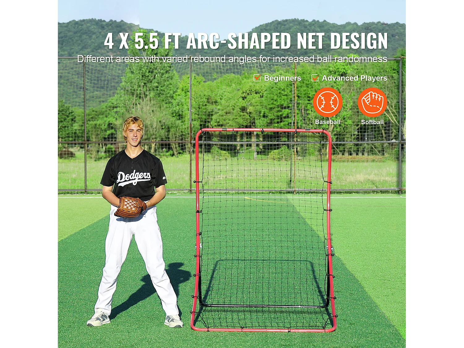 Rete di Rimbalzo SucceBuy per Baseball e Softball, 122 x 167 cm, PitchBack per Tutti gli Angoli, per l'Allenamento sul Campo e il Lancio