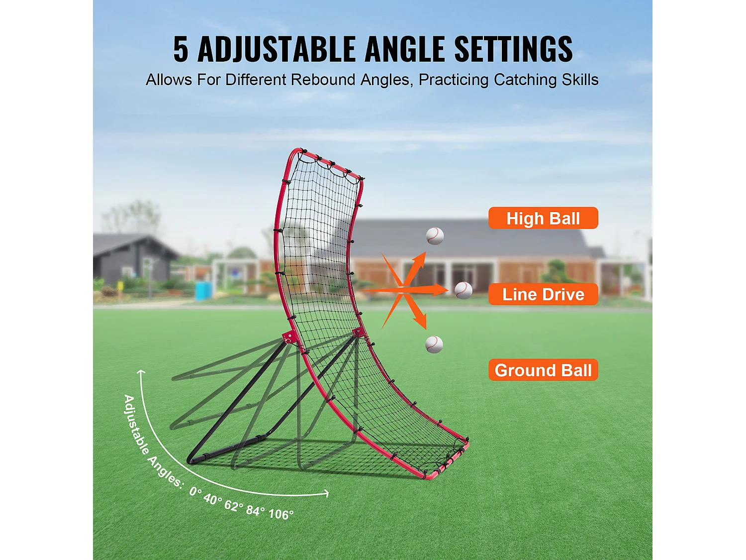 Rete di Rimbalzo SucceBuy per Baseball e Softball, 122 x 167 cm, PitchBack per Tutti gli Angoli, per l'Allenamento sul Campo e il Lancio