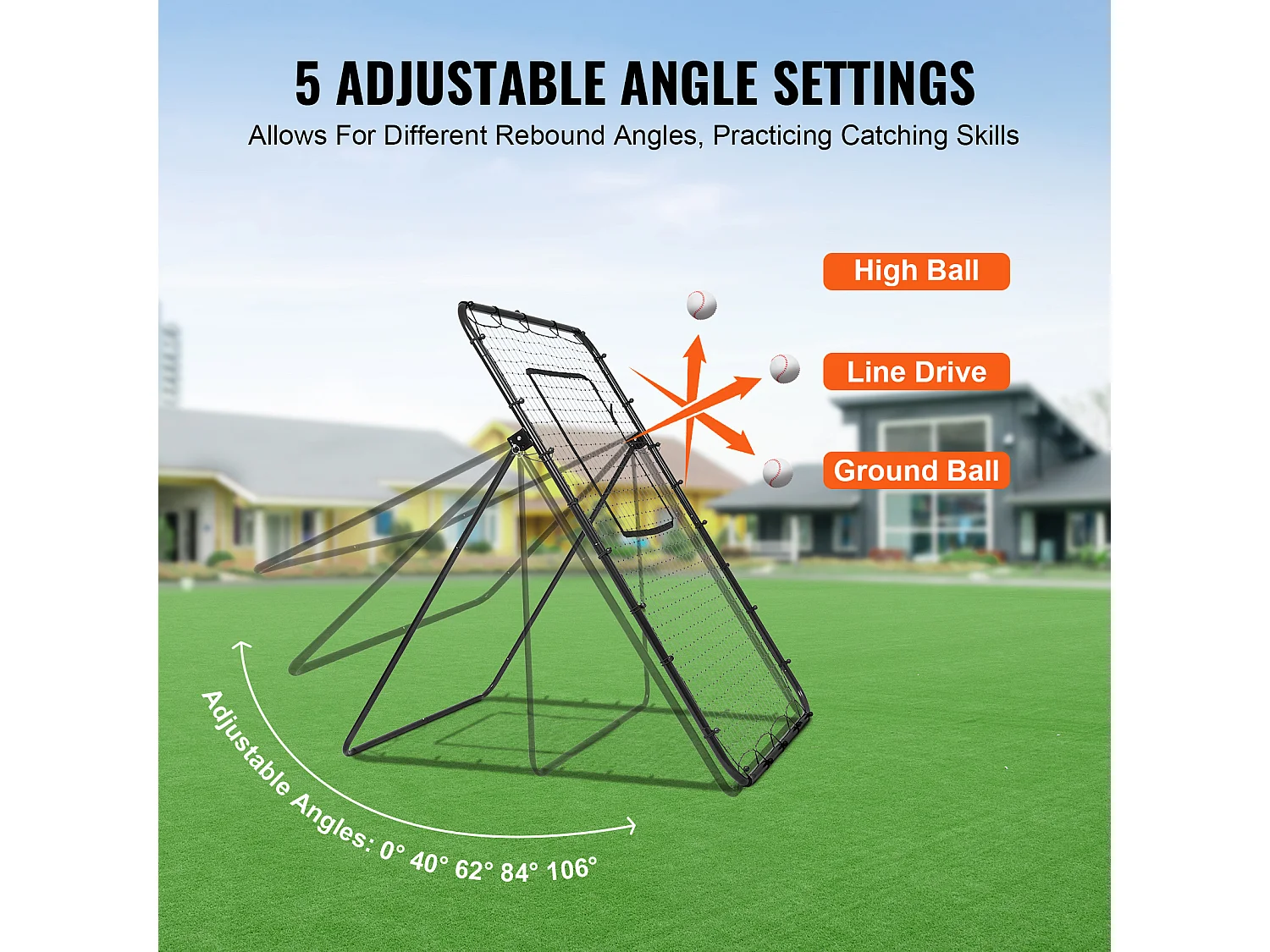 Red de Rebote SucceBuy para Béisbol y Softbol, 122 x 183 cm, con Ángulos Ajustables, para el Entrenamiento en Campo y Lanzamiento