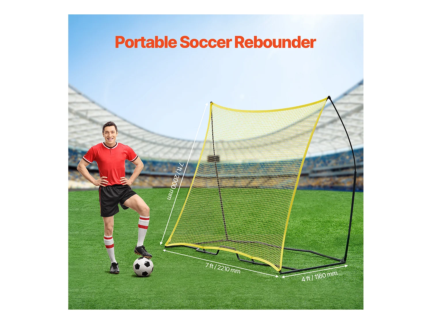 Filet de Rebond de Football SucceBuy Filet d'Entraînement Portable Soccer Rebounder 213 x 213 cm pour Entraînement