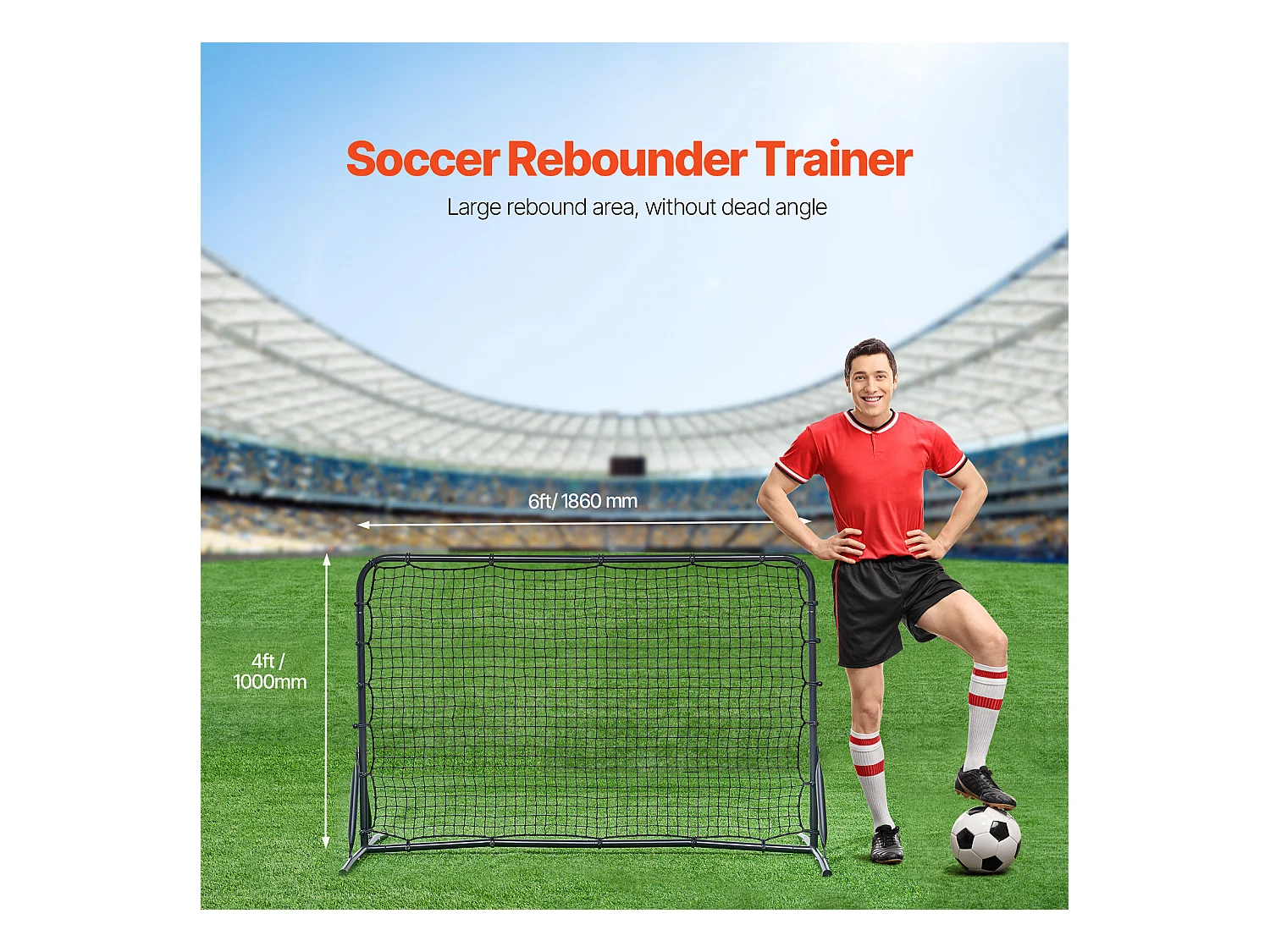 Filet de Rebond de Football SucceBuy Filet d'Entraînement Double Face pour le Football Soccer Rebound Trainer 188 x 122 cm