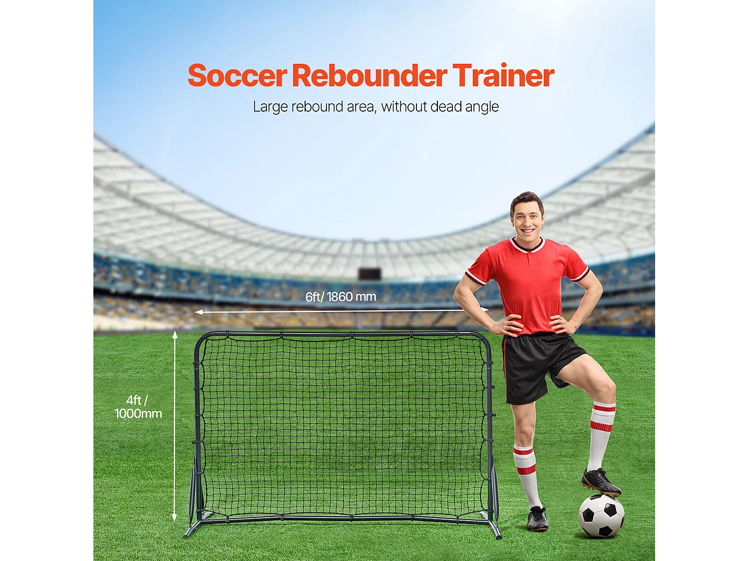 Filet de Rebond de Football SucceBuy Filet d'Entraînement Double Face pour le Football Soccer Rebound Trainer 188 x 122 cm