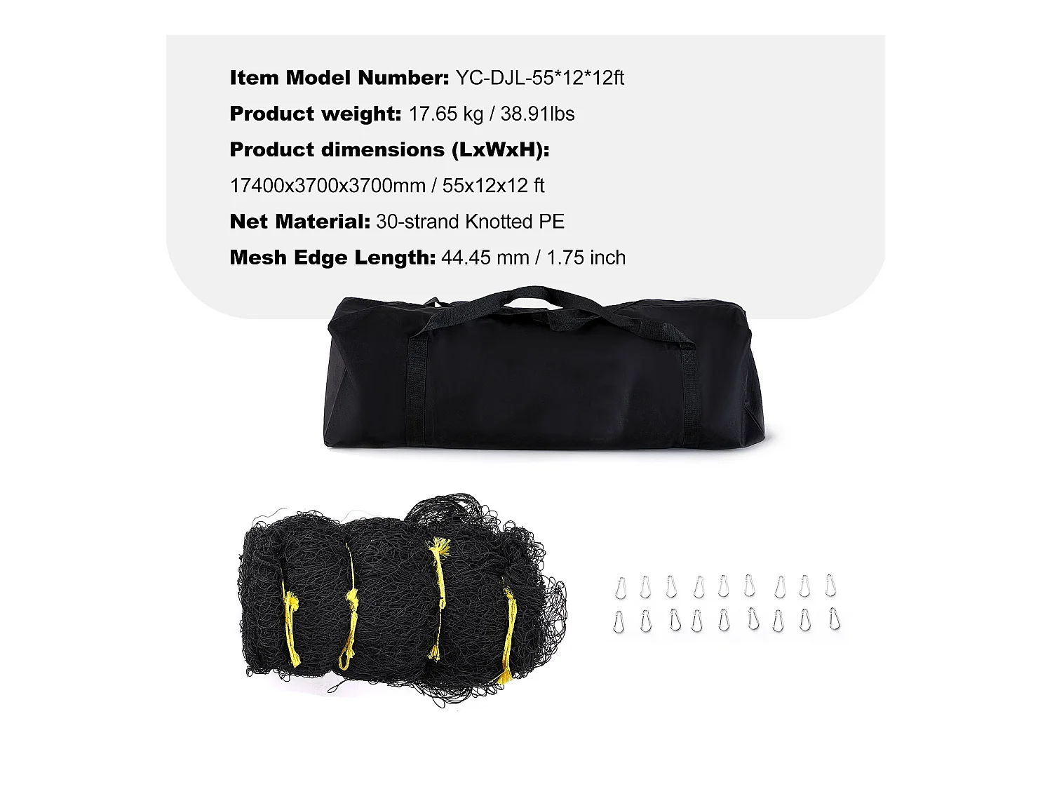 Filet d'Entraînement de Baseball SucceBuy 17,4 m, Filet en PE avec Porte et Sac de Transport, Âge de Lancer Portable avec Porte et Sac de Transport