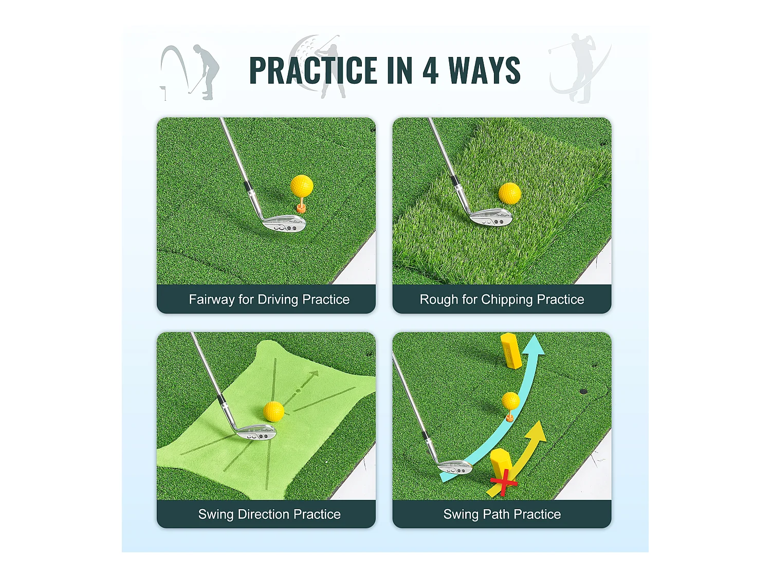 Tapis de Frappe SucceBuy de Golf 12.7 x10.2cm, Tapis d'Entraînement Épais pour Entraînement de Conduite et de Chipping en Intérieur/Extérieur