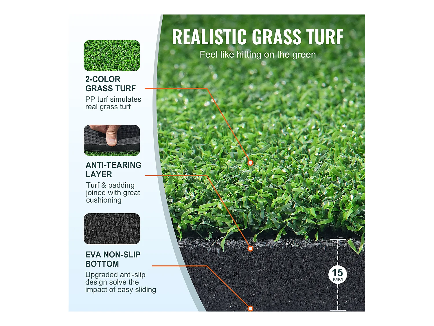 Tapis de Frappe SucceBuy de Golf 12.7 x10.2cm, Tapis d'Entraînement Épais pour Entraînement de Conduite et de Chipping en Intérieur/Extérieur