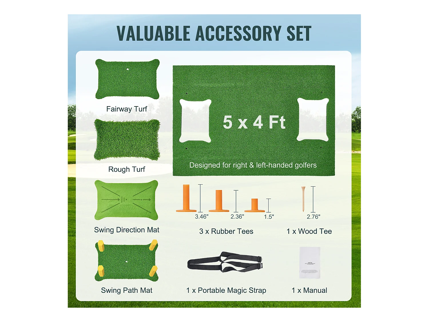 Tapis de Frappe SucceBuy de Golf 12.7 x10.2cm, Tapis d'Entraînement Épais pour Entraînement de Conduite et de Chipping en Intérieur/Extérieur