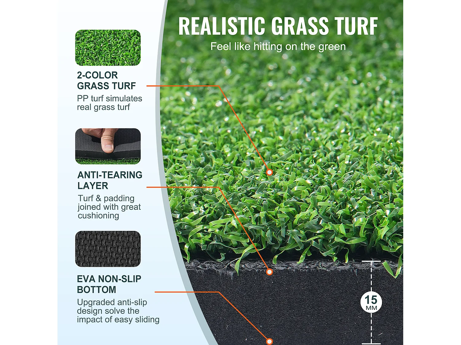 Tapis de Frappe SucceBuy de Golf 12.7 x10.2cm, Tapis d'Entraînement Épais pour Entraînement de Conduite et de Chipping en Intérieur/Extérieur