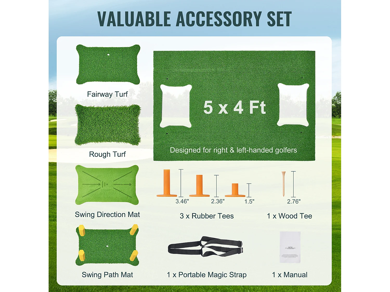 Tapis de Frappe SucceBuy de Golf 12.7 x10.2cm, Tapis d'Entraînement Épais pour Entraînement de Conduite et de Chipping en Intérieur/Extérieur