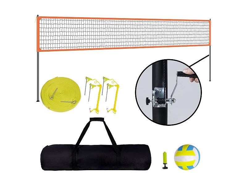 Filet de Volley-Ball SucceBuy Portable D'extérieur de Système, avec Poteaux à Hauteur Réglable, sac de Transport pour Jardin, Plage, Pelouse