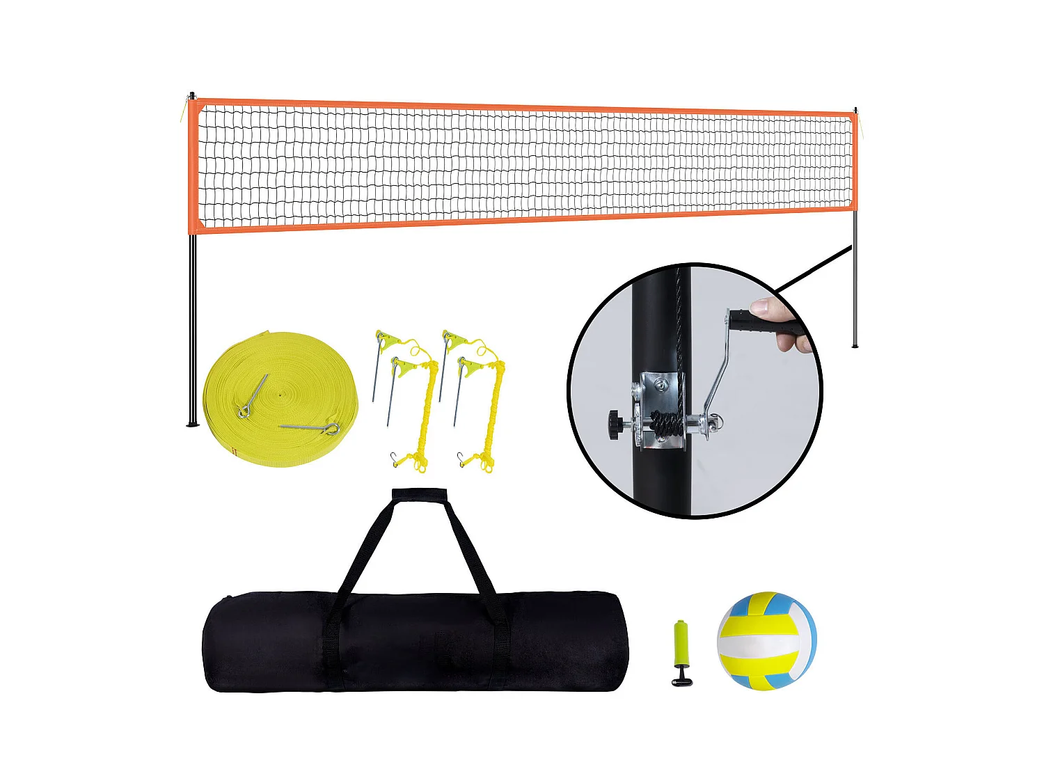 Filet de Volley-Ball SucceBuy Portable D'extérieur de Système, avec Poteaux à Hauteur Réglable, sac de Transport pour Jardin, Plage, Pelouse