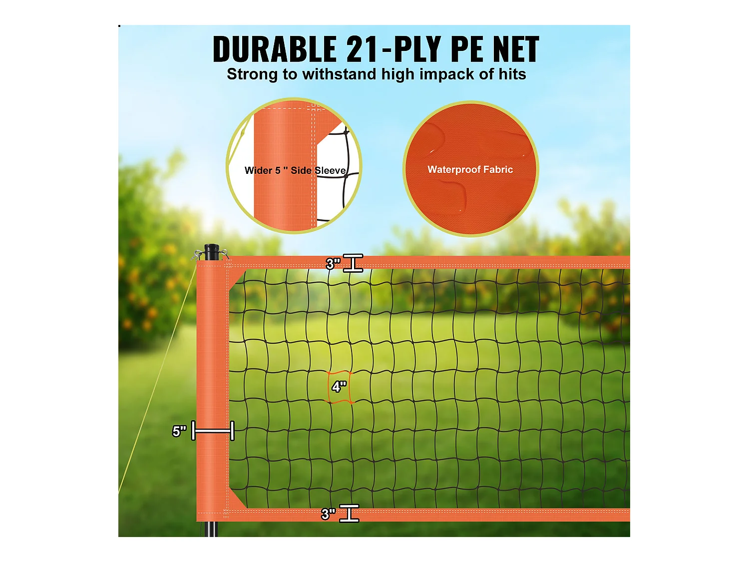 Filet de Volley-Ball SucceBuy Portable D'extérieur de Système, avec Poteaux à Hauteur Réglable, sac de Transport pour Jardin, Plage, Pelouse
