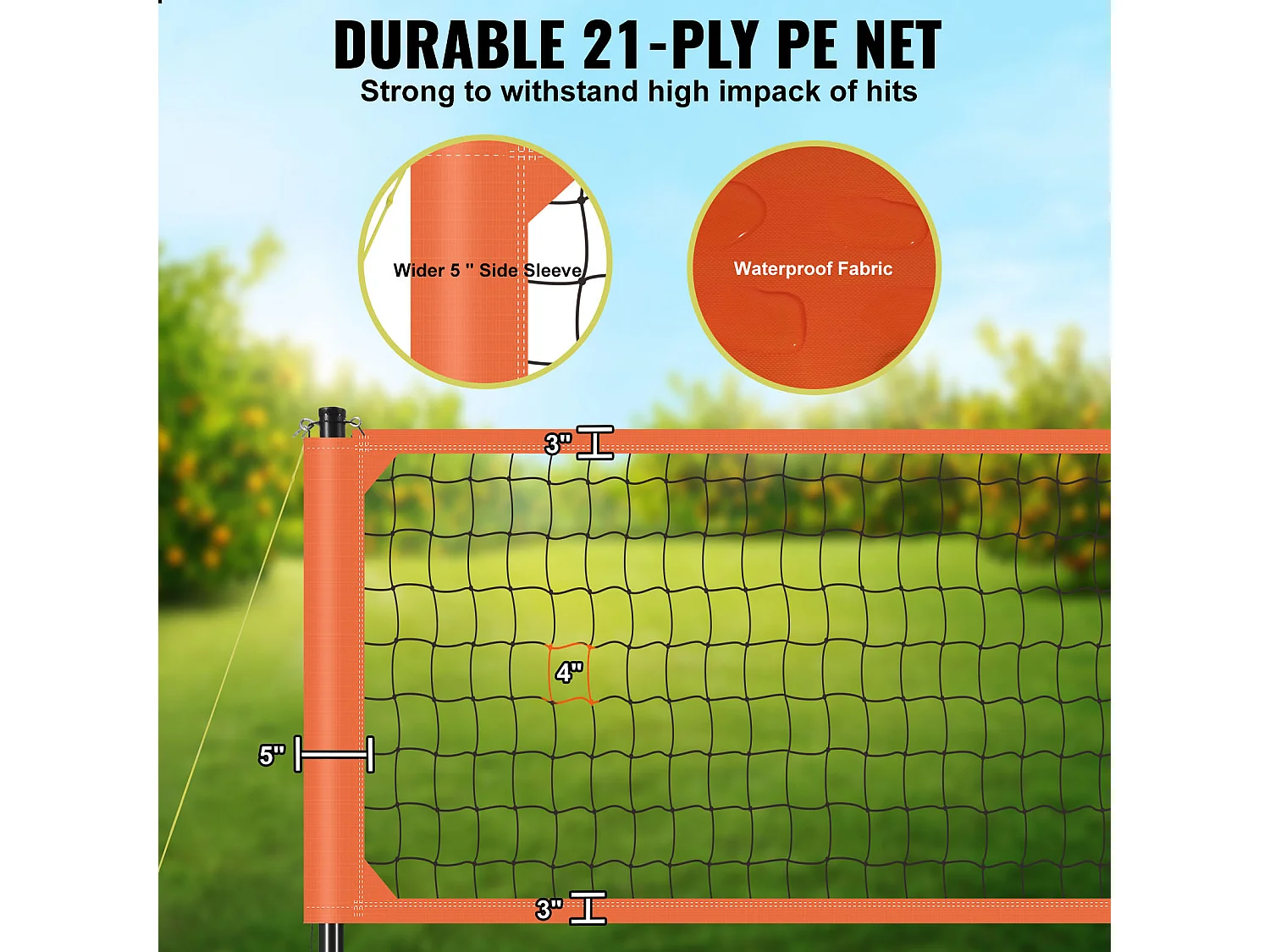 Filet de Volley-Ball SucceBuy Portable D'extérieur de Système, avec Poteaux à Hauteur Réglable, sac de Transport pour Jardin, Plage, Pelouse