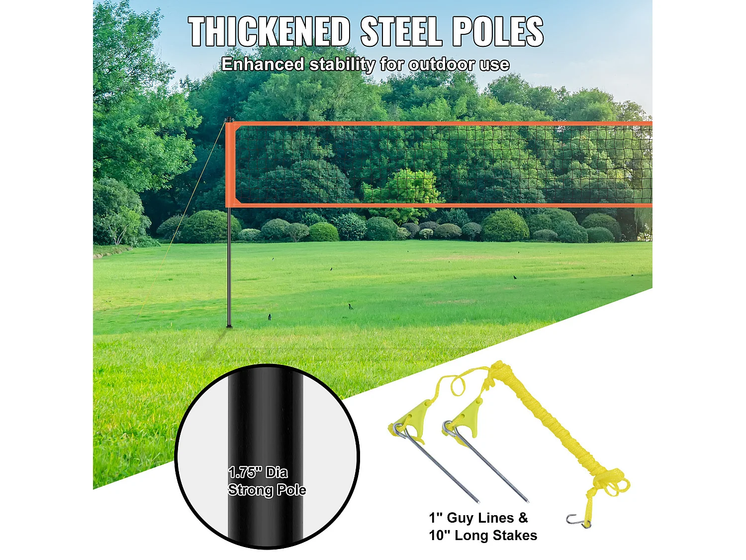 Filet de Volley-Ball SucceBuy Portable D'extérieur de Système, avec Poteaux à Hauteur Réglable, sac de Transport pour Jardin, Plage, Pelouse