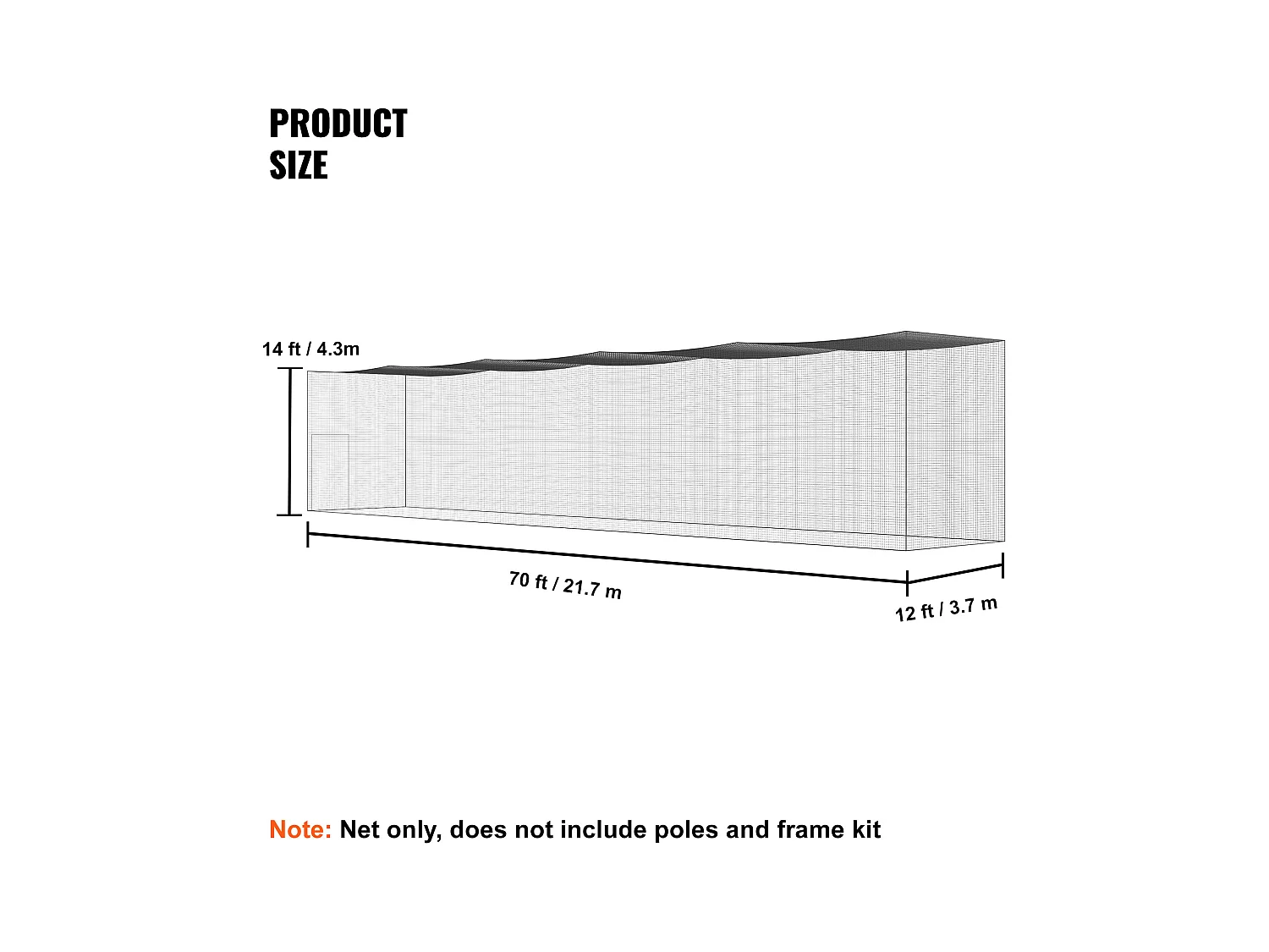 Filet d'Entraînement de Baseball Professionnel SucceBuy, 21,7 m, Filet en PE Fermé Robuste Extérieur, avec Porte et Sac de Transport