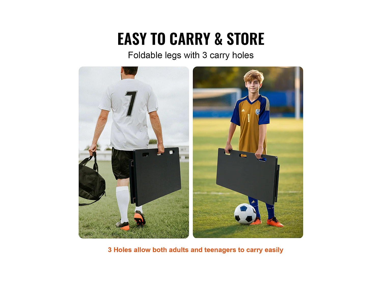 Filet de Rebond de Football SucceBuy 114 x 45.5 cm Tableau de Rebond de Football Portable avec 2 Angles de Rebond