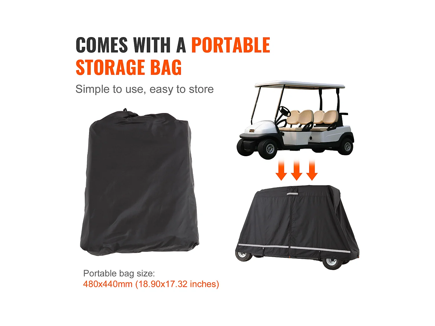 Housse de Voiturette SucceBuy de Golf 4 Passagers en Polyester 600D Imperméable, Compatible avec Tous les Modèles