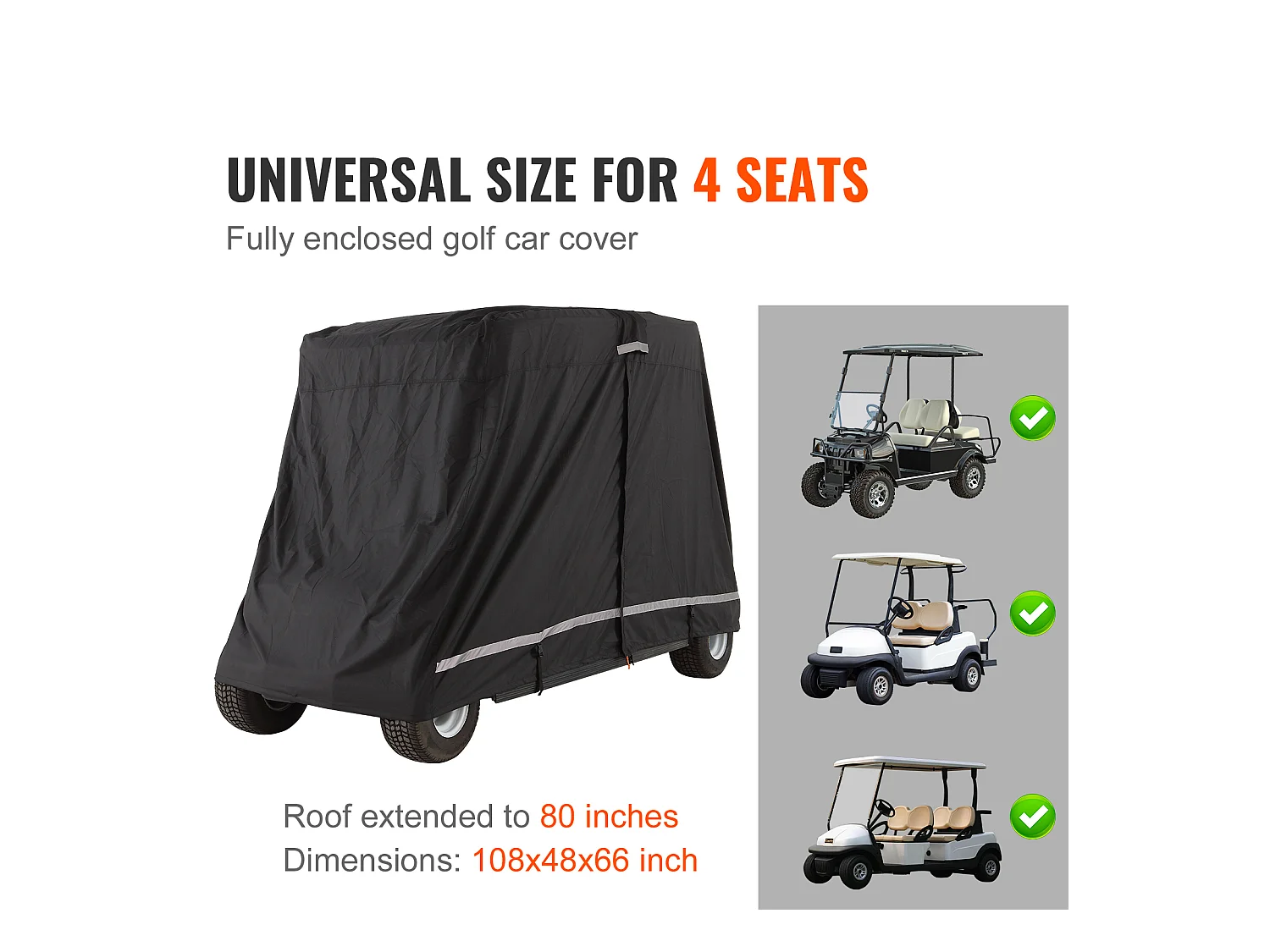 Housse de Voiturette SucceBuy de Golf 4 Passagers en Polyester 600D Imperméable, Compatible avec Tous les Modèles