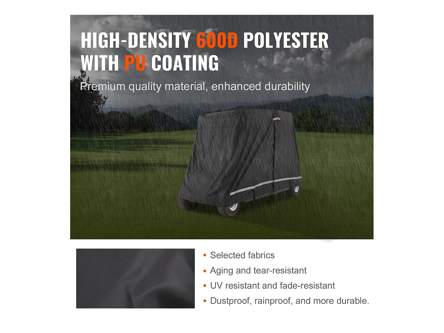 Housse de Voiturette SucceBuy de Golf 4 Passagers en Polyester 600D Imperméable, Compatible avec Tous les Modèles