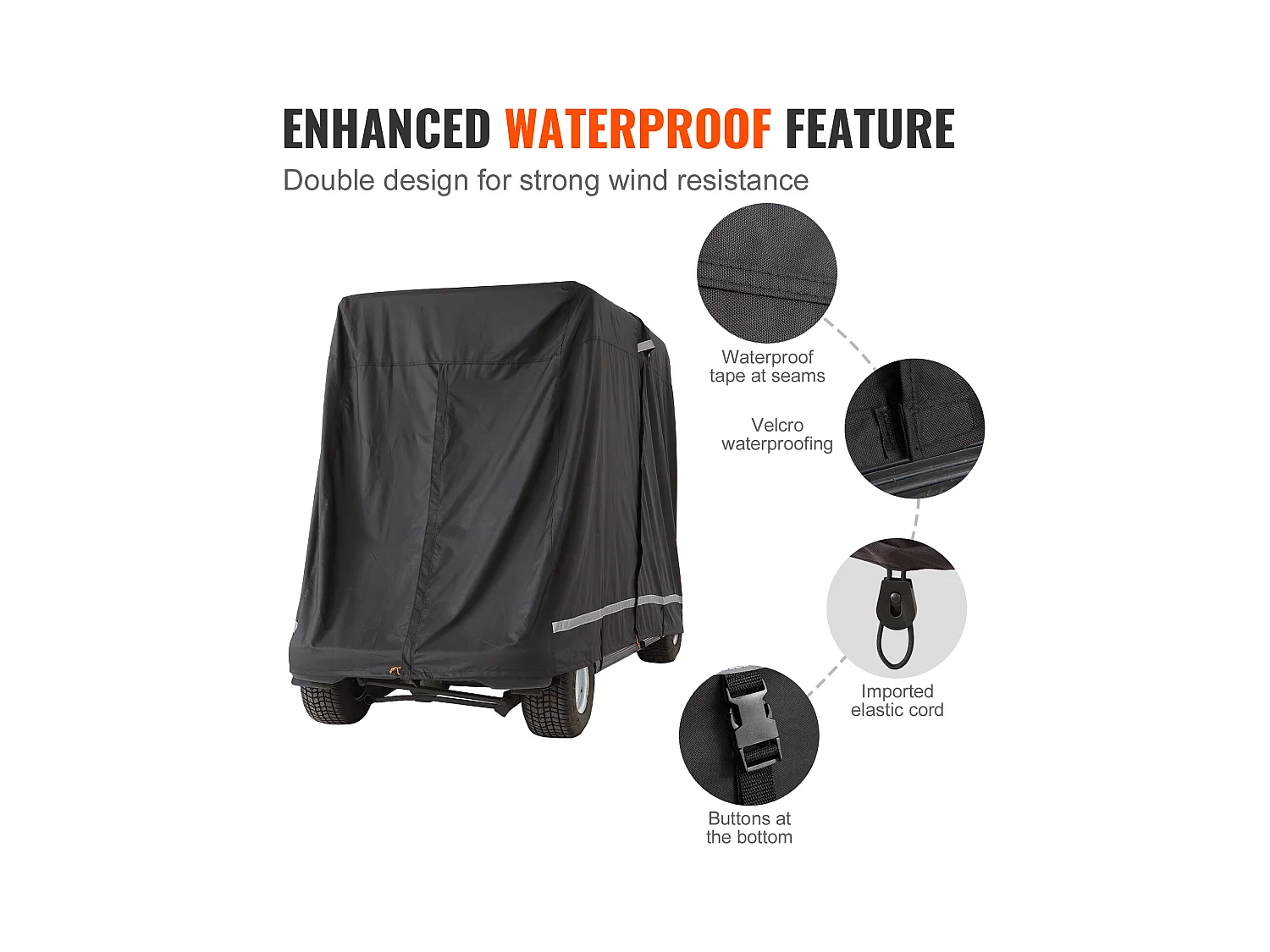 Housse de Voiturette SucceBuy de Golf 4 Passagers en Polyester 600D Imperméable, Compatible avec Tous les Modèles