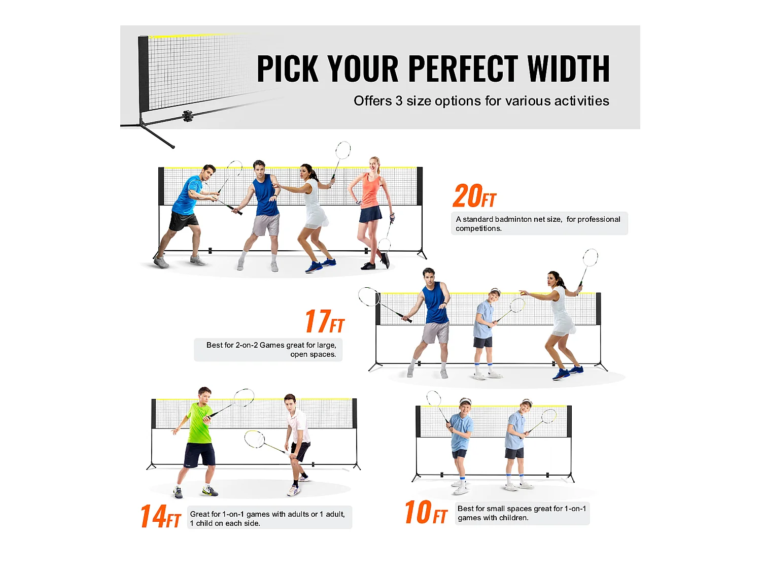 Filet de Badminton, SucceBuy Filet de Badminton de 6,06 m, Filet de Tennis Portatif Extérieur pour Volley-ball et Pickleball