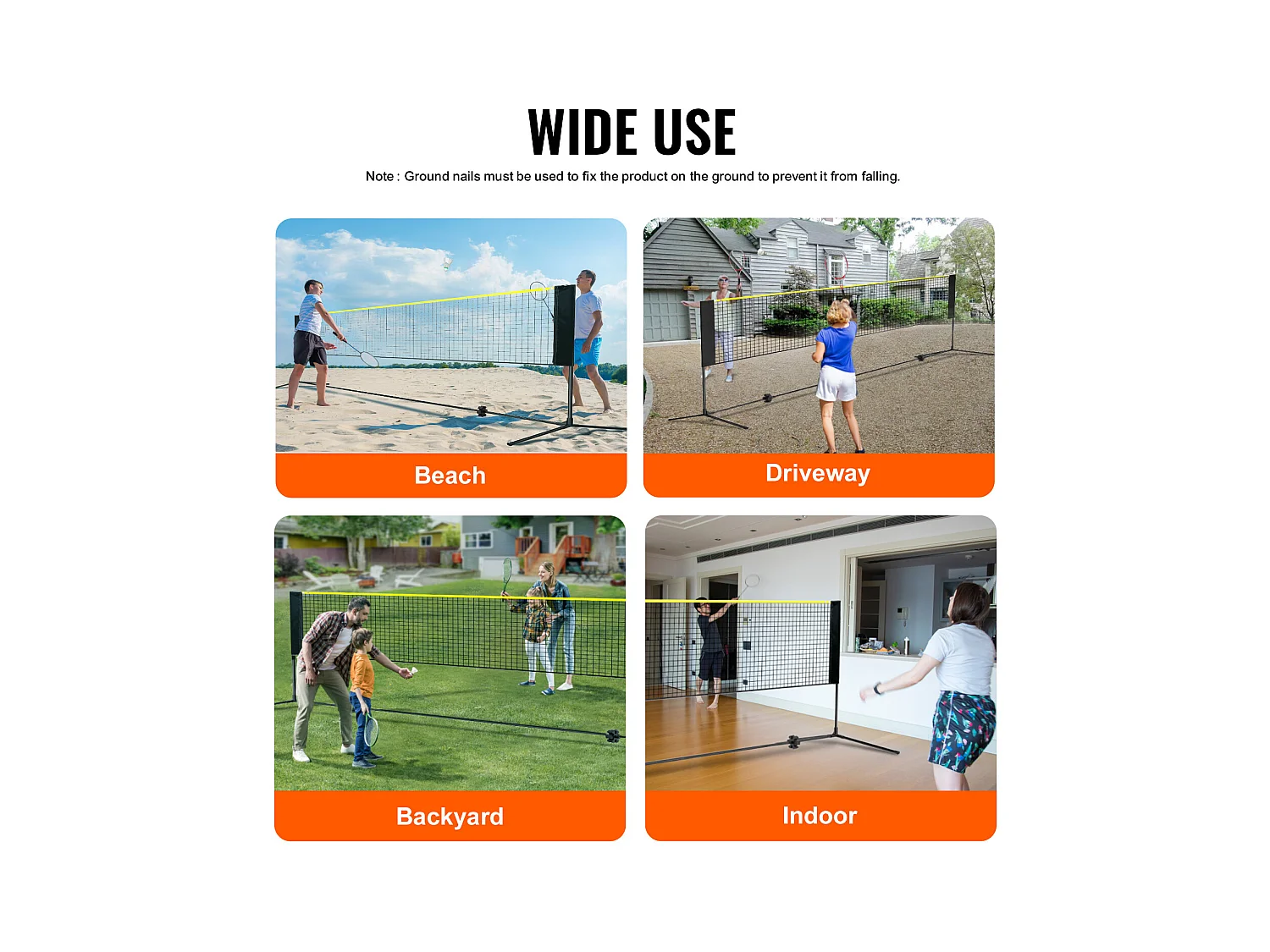 Filet de Badminton, SucceBuy Filet de Badminton de 6,06 m, Filet de Tennis Portatif Extérieur pour Volley-ball et Pickleball