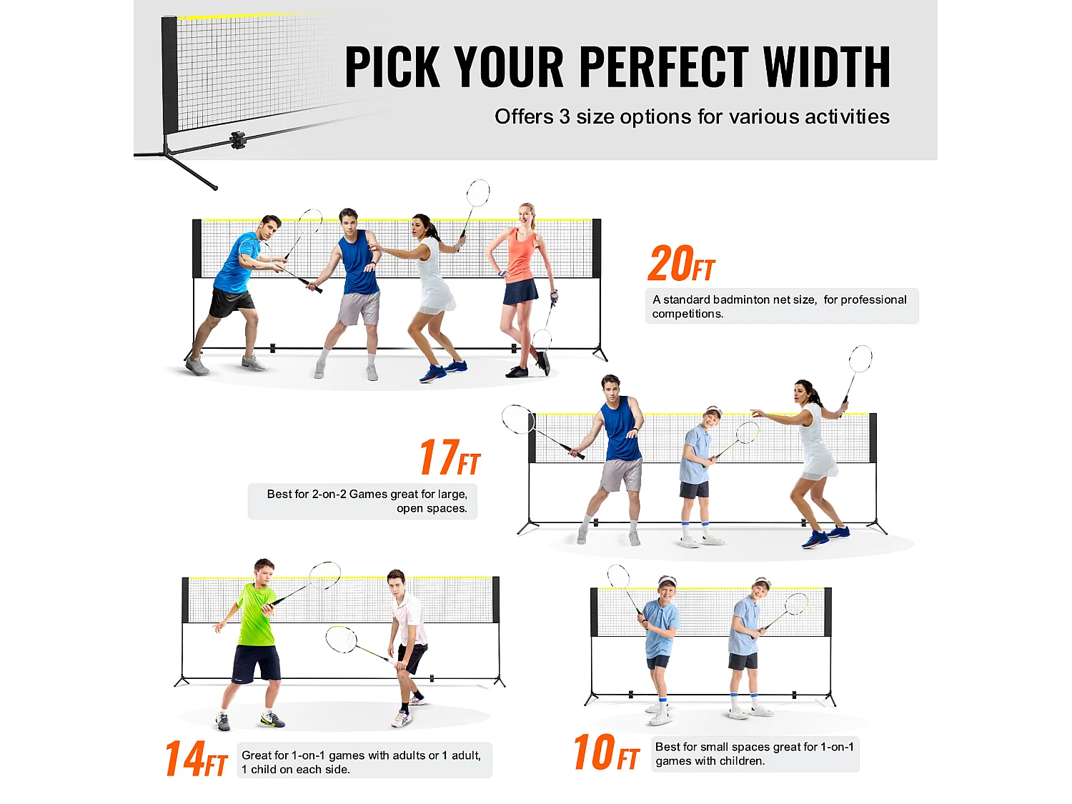 Filet de Badminton, SucceBuy Filet de Badminton de 6,06 m, Filet de Tennis Portatif Extérieur pour Volley-ball et Pickleball