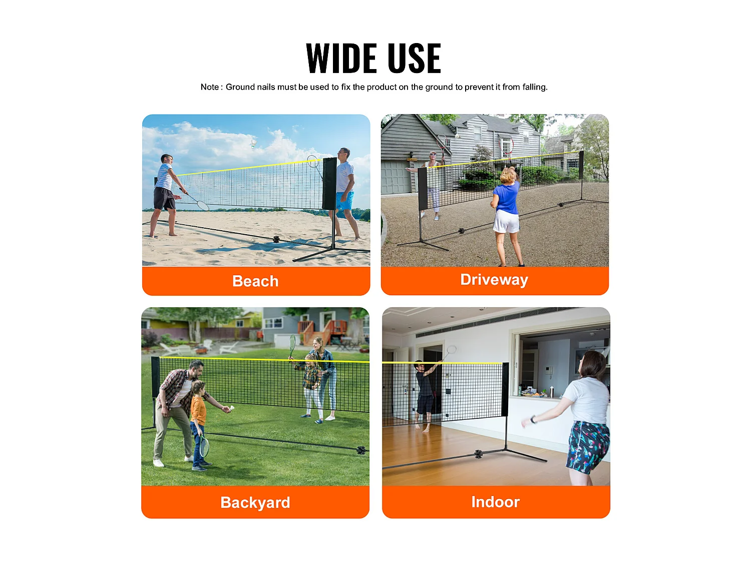 Filet de Badminton, SucceBuy Filet de Badminton de 6,06 m, Filet de Tennis Portatif Extérieur pour Volley-ball et Pickleball