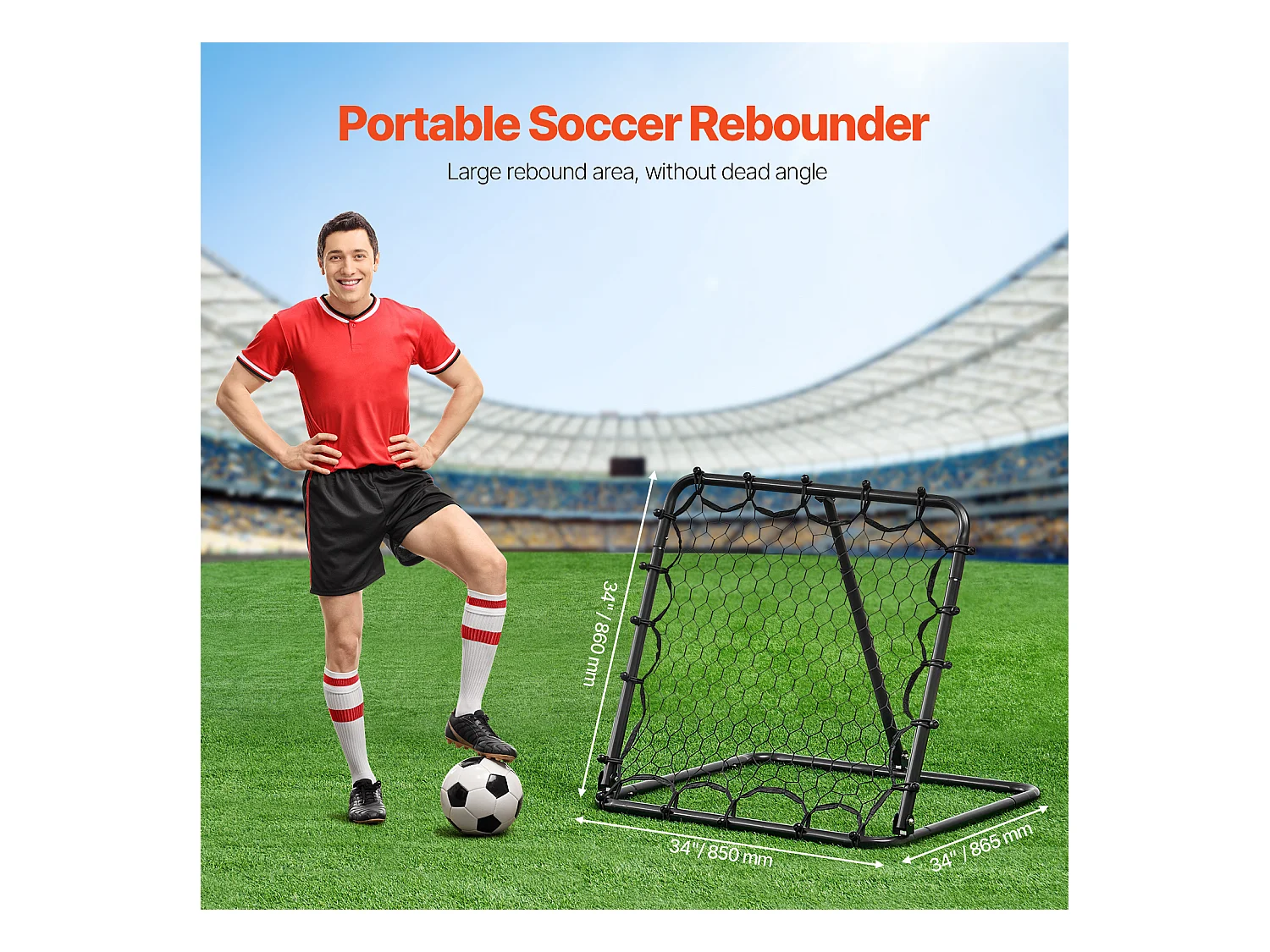Filet de Rebond de Football SucceBuy Filet de Rebond de Soccer 86 x 86 cm Cadeau d'Entraînement Portable pour Tous