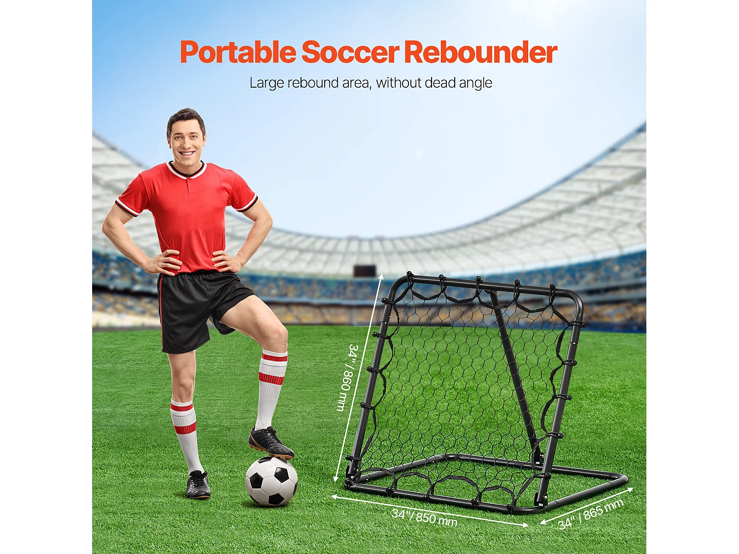 Filet de Rebond de Football SucceBuy Filet de Rebond de Soccer 86 x 86 cm Cadeau d'Entraînement Portable pour Tous