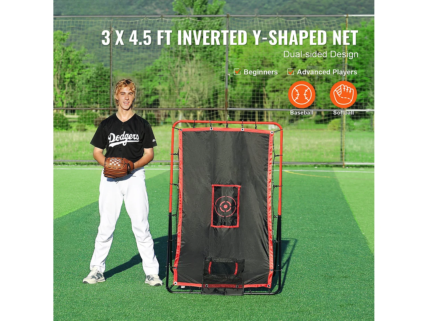 Red de Rebote SucceBuy para Béisbol y Softbol, 110 x 140 cm, 2 en 1, para el Entrenamiento en Campo y Lanzamiento
