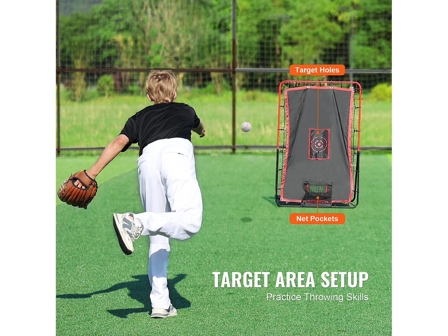 Red de Rebote SucceBuy para Béisbol y Softbol, 110 x 140 cm, 2 en 1, para el Entrenamiento en Campo y Lanzamiento